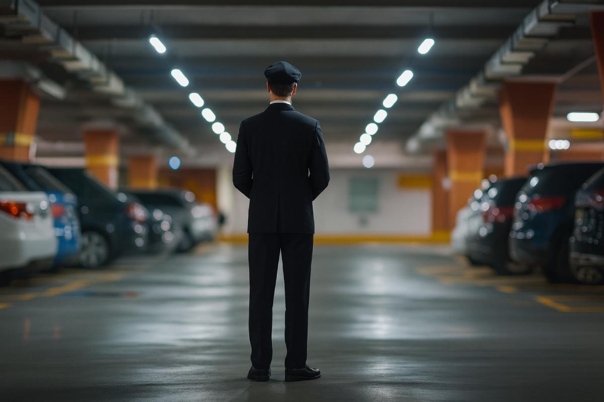Garage Watch Personnel Standing In A Car Garage